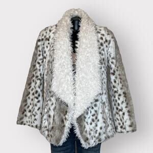 Vine Street Womens Luxury Faux Fur Open Front Coat sz S Soft Sherpa Cardigan